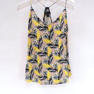 J CREW Floral 100% Silk Tank Top Camisole Cami size 0 XS Yellow
